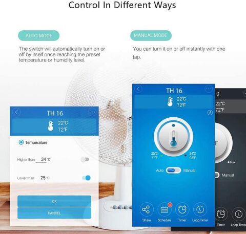SONOFF TH16 Akıllı WiFi Anahtarı Si7021 Sıcaklık ve Nem Sensörü