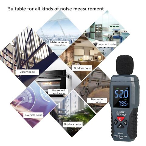 Smart Sensor ST9604 Desibel Ses Seviyesi Gürültü Ölçer Ölçüm 30-130dB dB Dedektörü Ses Test Cihazı