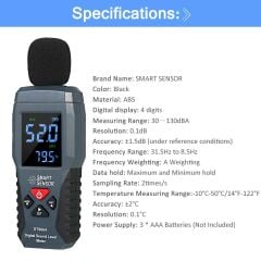 Smart Sensor ST9604 Desibel Ses Seviyesi Gürültü Ölçer Ölçüm 30-130dB dB Dedektörü Ses Test Cihazı