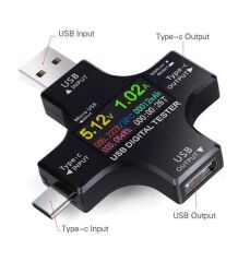 USB 3.0 Type-C DC Dijital Volt-Ampermetre Gerilim Akım Ölçüm Aleti