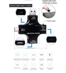USB 3.0 Type-C DC Dijital Volt-Ampermetre Gerilim Akım Ölçüm Aleti