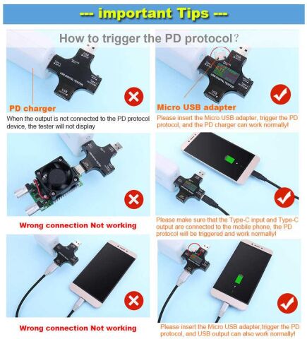 USB 3.0 Type-C DC Dijital Volt-Ampermetre Gerilim Akım Ölçüm Aleti