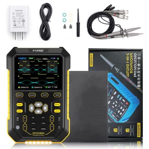 FNIRSI DPOX180H 2x180mhz - 3DB 50000wfms/s Dijital Osiloskop + 20mhz Sinyal Jeneratörü - Sarı