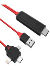 3in1 Lightning Micro Usb Type-c To Hdmı Ios Android Görüntü Aktarıcı Kablo 1.5m
