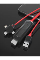 3in1 Lightning Micro Usb Type-c To Hdmı Ios Android Görüntü Aktarıcı Kablo 1.5m