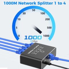 Ethernet Splitter 1x4 4 Port Ethernet Çoklayıcı 1000mbps Cat5 Cat6 Rj45 Kablo Çoklayıcı