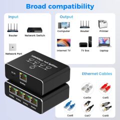 Ethernet Splitter 1x4 4 Port Ethernet Çoklayıcı 1000mbps Cat5 Cat6 Rj45 Kablo Çoklayıcı