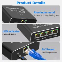 Ethernet Splitter 1x4 4 Port Ethernet Çoklayıcı 1000mbps Cat5 Cat6 Rj45 Kablo Çoklayıcı