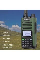 UV-13 Pro Yeşil Su Geçirmez Uzun Mesafe 10W Çift Bantlı Type-C Şarj Telsiz Kulaklık Hediyeli