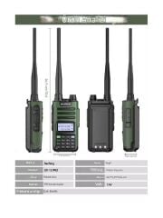 UV-13 Pro Yeşil Su Geçirmez Uzun Mesafe 10W Çift Bantlı Type-C Şarj Telsiz Kulaklık Hediyeli