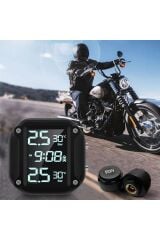 Motosiklet Tpms Lastik Basınç Sensörü Ve Monitörü Dijital Kablosuz Şarjlı Lastik Basınç Dedektörü