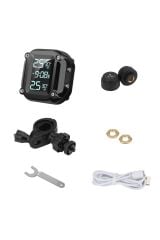 Motosiklet Tpms Lastik Basınç Sensörü Ve Monitörü Dijital Kablosuz Şarjlı Lastik Basınç Dedektörü
