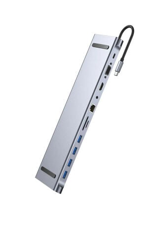 11in1 Çoklayıcı Type-C 3.1 To 4K Hdmi Vga Usb-C Ethernet USB Çoklayıcı SD Kart Okuyucu Çevirici Hub