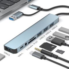 8 in 2 USB Typec Hub USB Çoklayıcı Type-c Aux SD Kart Okuyucu Çoklayıcı Hub