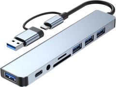 8 in 2 USB Typec Hub USB Çoklayıcı Type-c Aux SD Kart Okuyucu Çoklayıcı Hub