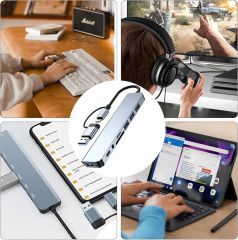 8 in 2 USB Typec Hub USB Çoklayıcı Type-c Aux SD Kart Okuyucu Çoklayıcı Hub