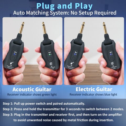 A9 Kablosuz Gitar Sistemi Alıcı Verici Şarjlı Elektro Gitar Bas Keman Elektro Saz