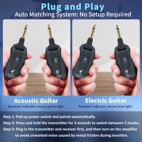 A9 Kablosuz Gitar Sistemi Alıcı Verici Şarjlı Elektro Gitar Bas Keman Elektro Saz
