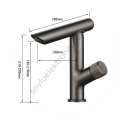 360 Derece Döner Modern Black Mat Siyah Lavabo Bataryası