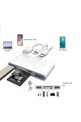 5-in-3 Usb-Type c-Lightning to SD-TF-USB-Hafıza Kartı Okuyucu, Görüntüleyici OTG Kamera Adaptörü