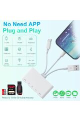 5-in-3 Usb-Type c-Lightning to SD-TF-USB-Hafıza Kartı Okuyucu, Görüntüleyici OTG Kamera Adaptörü