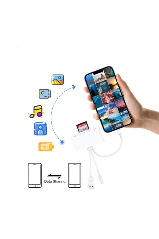 5-in-3 Usb-Type c-Lightning to SD-TF-USB-Hafıza Kartı Okuyucu, Görüntüleyici OTG Kamera Adaptörü