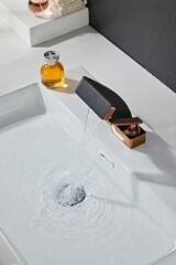 Krom Pirinç Lüx Gold Siyah Havza Şelale Banyo Lavabo Bataryası