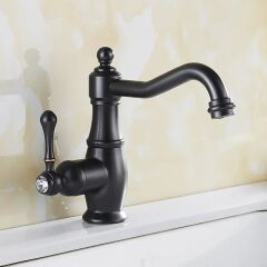 Antik Vintage Banyo Lavabo Bataryası Siyah Taşlı Retro Lavabo Bataryası