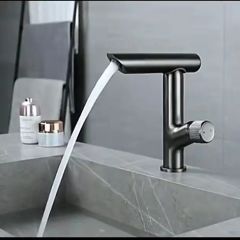 Modern Black Mat Siyah Tezgah Üstü Lavabo Bataryası Özel Tasarım Döner Banyo Lavabo Bataryası