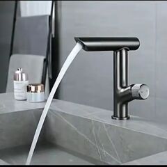 Modern Black Mat Siyah Tezgah Üstü Lavabo Bataryası Özel Tasarım Döner Banyo Lavabo Bataryası