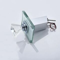 LED Işıklı Musluk Renk Değiştiren Cam Şelale Havzası Lavabo Banyo Musluk Batarya