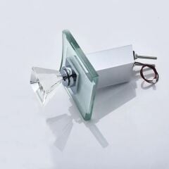 LED Işıklı Musluk Renk Değiştiren Cam Şelale Havzası Lavabo Banyo Musluk Batarya