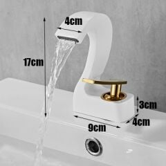 Gold Beyaz Güverte Monte Tek Delik Şelale Havza Banyo Lavabo Musluğu Sıcak ve Soğuk