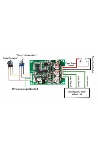 DC 12V 36V 15A 500W Fırçasız Motor Sürücü Soğutucu Pwm Bldc Hız Kontrol Kartı İleri Geri Yön