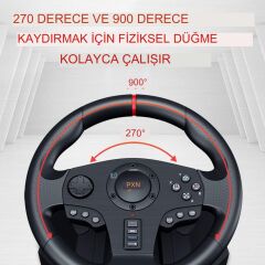 Anunnaki Pxn V900 Direksiyon Seti Çift Motorlu Titreşim Özelliği Kolay Sabitlenir Uzun Ömürlü Xbox Pc PS Uyumlu Set