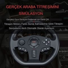 Anunnaki Pxn V900 Direksiyon Seti Çift Motorlu Titreşim Özelliği Kolay Sabitlenir Uzun Ömürlü Xbox Pc PS Uyumlu Set