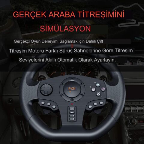 Anunnaki Pxn V900 Direksiyon Seti Çift Motorlu Titreşim Özelliği Kolay Sabitlenir Uzun Ömürlü Xbox Pc PS Uyumlu Set