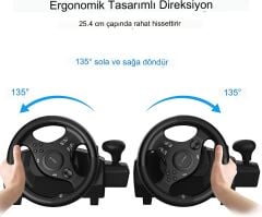 Anunnaki Doyo R270 Direksiyon Seti Çift Motorlu Titreşim Özelliği Kolay Sabitlenir Uzun Ömürlü Xbox Pc PS Uyumlu Set Gerçekçi Oyun Deneyimi