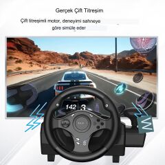 Anunnaki Doyo R270 Direksiyon Seti Çift Motorlu Titreşim Özelliği Kolay Sabitlenir Uzun Ömürlü Xbox Pc PS Uyumlu Set Gerçekçi Oyun Deneyimi