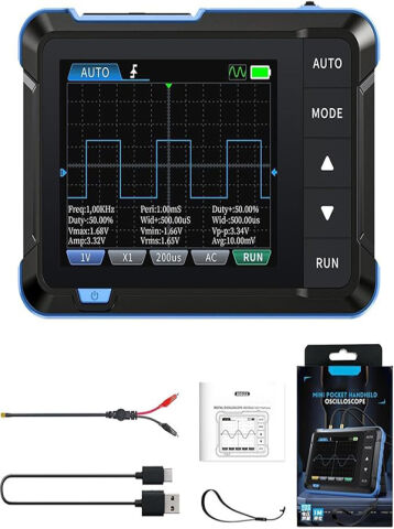 FNIRSI DSO153 Dijital Taşınabilir Osiloskop, 1MHz/200KHz Bant Genişliği, Sinyal Jeneratörü