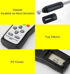 Smart Sensor AS847 Problu Sıcaklık ve Nem Ölçer