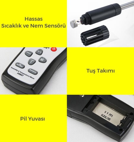 Smart Sensor AS847 Problu Sıcaklık ve Nem Ölçer