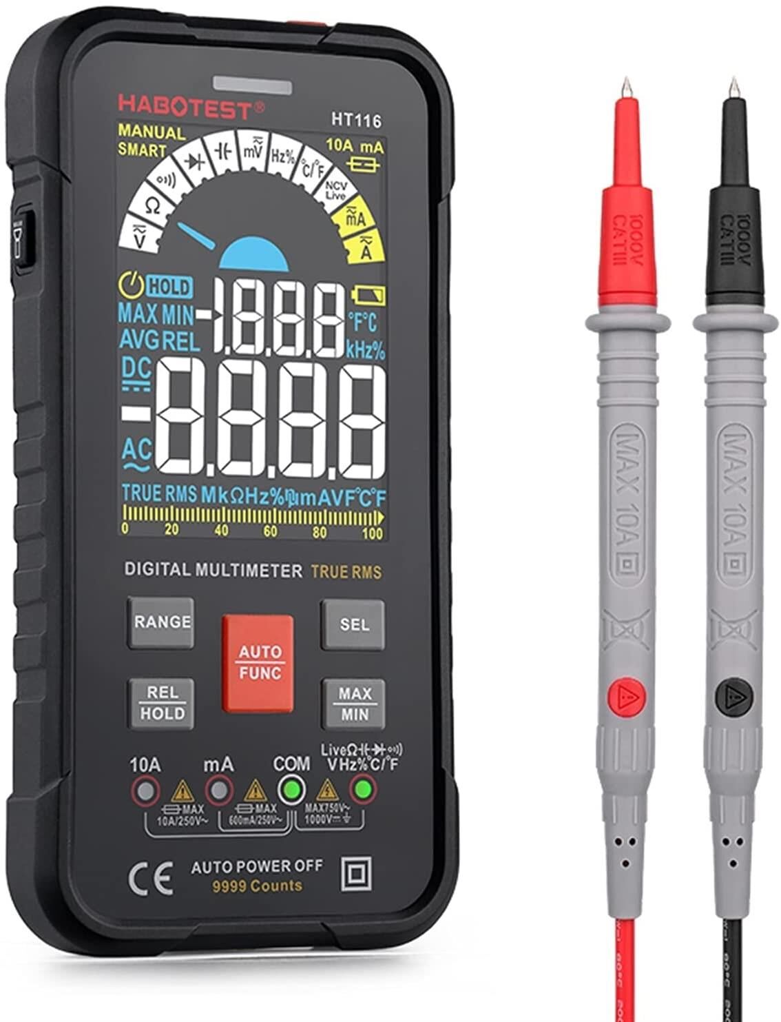 HABOTEST HT116 9999 Sayım True RMS Evrensel LCD Ekran Dijital Multimetre