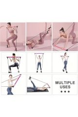 Direnç Lastiği Barlı Direnç Bandı 92cm Yoga Pilates Barı Siyah
