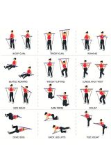 Direnç Lastiği Barlı Direnç Bandı 92cm Yoga Pilates Barı Siyah