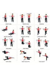 Direnç Lastiği Barlı Direnç Bandı 92cm Yoga Pilates Barı Siyah