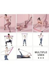 Direnç Lastiği Barlı Direnç Bandı 92cm Yoga Pilates Barı Mor