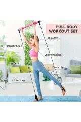 Direnç Lastiği Barlı Direnç Bandı 92cm Yoga Pilates Barı Pembe