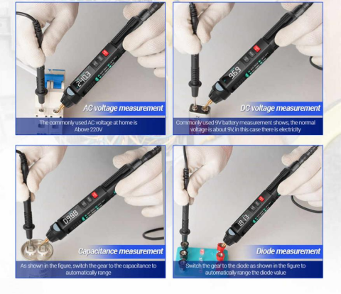 ANENG A3008 Dijital Profesyonel Multimetre Sensör Kalem Tester AC Gerilim Metre Temassız Voltmetre