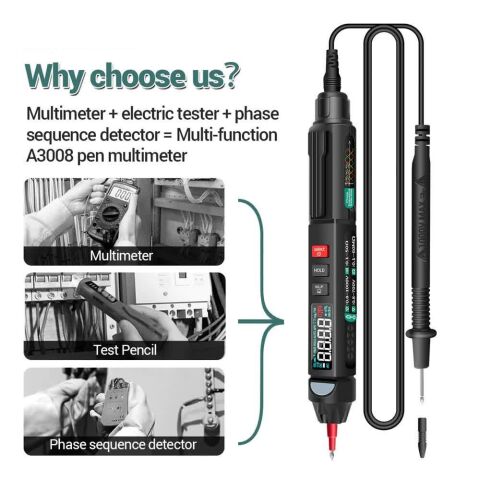 ANENG A3008 Dijital Profesyonel Multimetre Sensör Kalem Tester AC Gerilim Metre Temassız Voltmetre